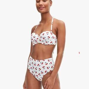 Kate Spade New York Cherry Toss Bandeau Bikini Top and High Waist Bottom